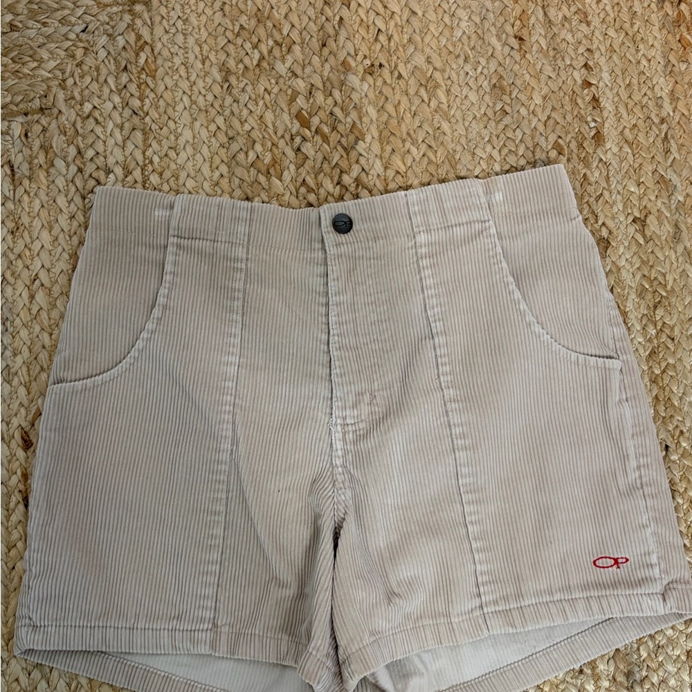 OP Men's Light Beige Corduroy Flat Front Shorts